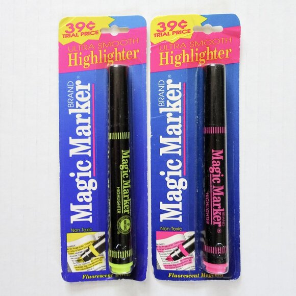 Vintage 1991 Lot of 10 Magic Marker Highlighter Ultra Smooth Fluorescent Yellow - Picture 2 of 4